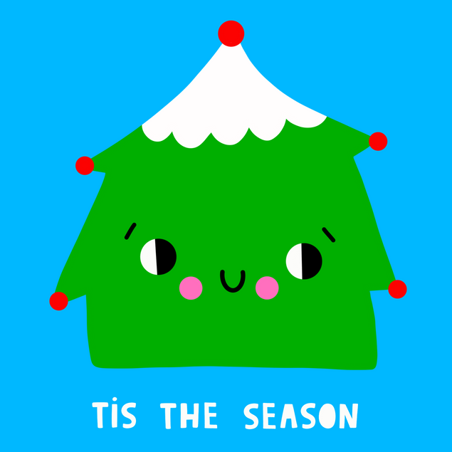 Tis The Season Cute Christmas Tree Confetti-exploding Greetings Card
