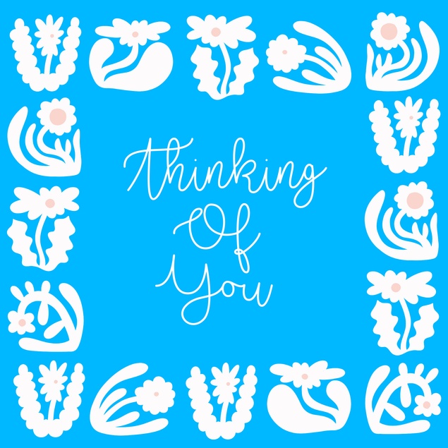 Blue Floral Thinking Of You Confetti-exploding Greetings Card