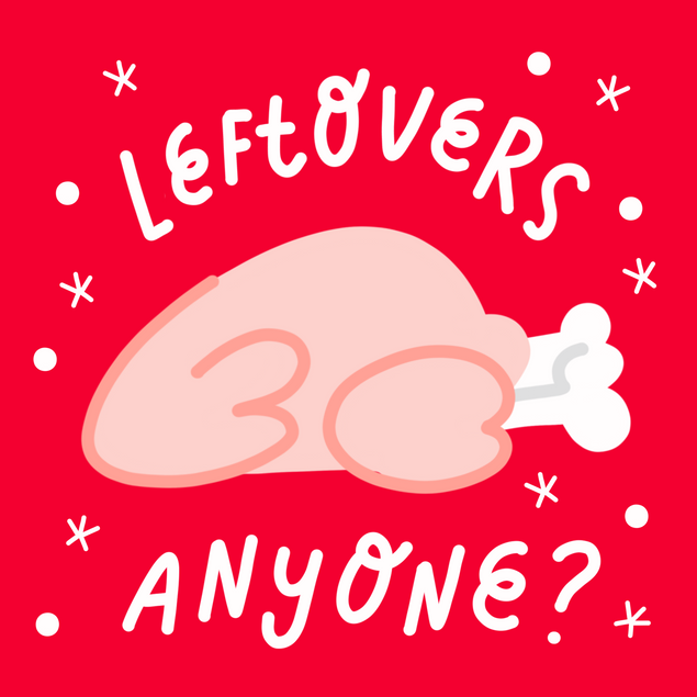 Leftovers Anyone Turkey Red Christmas Confetti-exploding Greetings Card