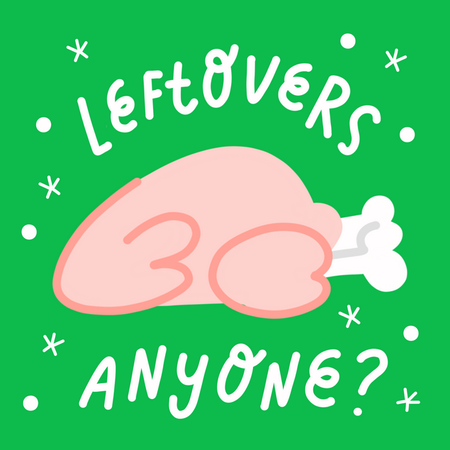 Leftovers Anyone Turkey Green Christmas Confetti-exploding Greetings Card