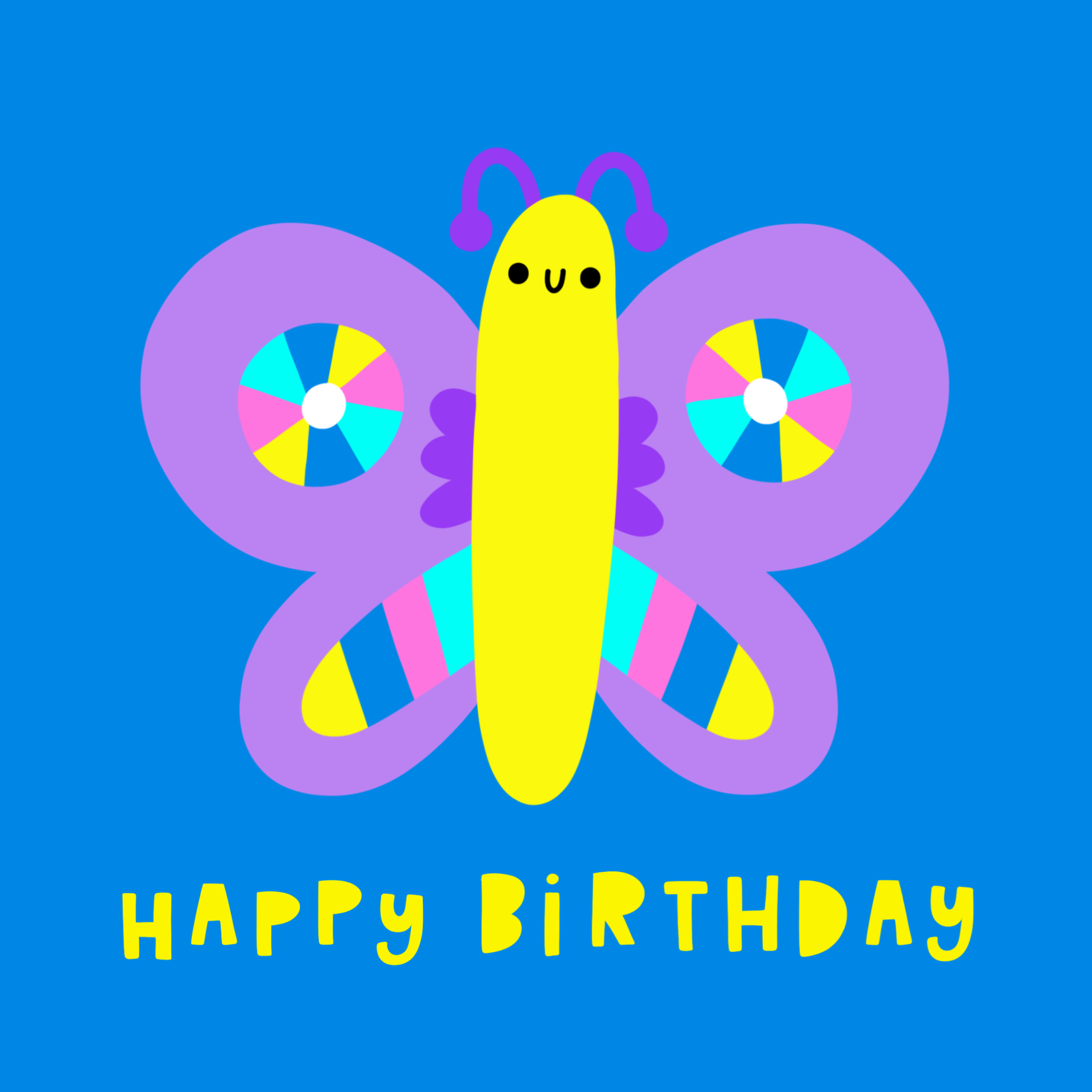 Butterfly Boomf Exploding Happy Birthday Cute Colourful Butterfly Confetti-exploding Greetings C ...