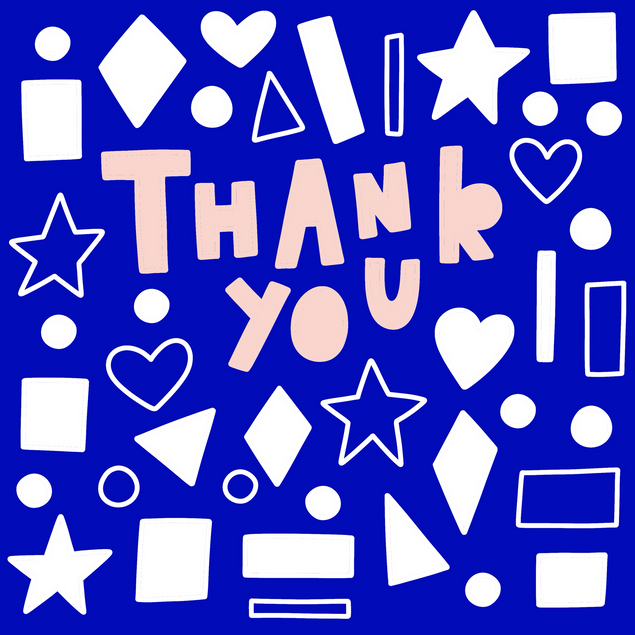 Thank You Figures Pattern Blue Confetti-exploding Greetings Card