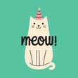 Meow Cat Birthday Green Confetti-exploding Greetings Card
