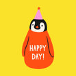 Happy Day! Cute Penguin Yellow Card