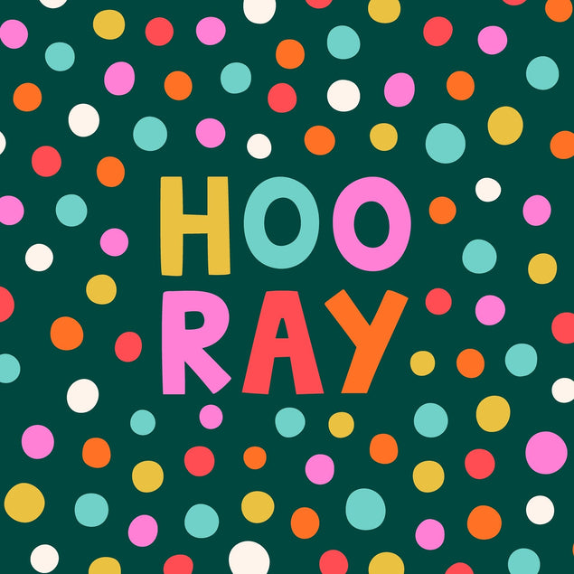 Spotty Hooray Celebration Dark Green Confetti-exploding Greetings Card