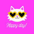 Happy Day Cat In Sunglasses Pink Confetti-exploding Greetings Card
