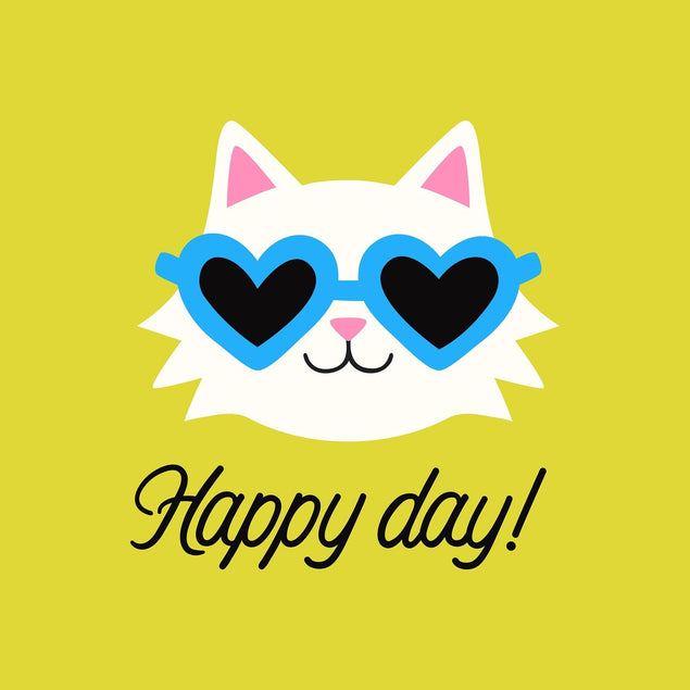 Happy Day! Cute Cat In Sunglasses Congratulations Confetti-exploding Greetings Card