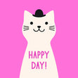 Happy Day Cute Cat Pink Confetti-exploding Greetings Card