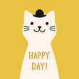 Happy Day Cute Cat Yellow Confetti-exploding Greetings Card
