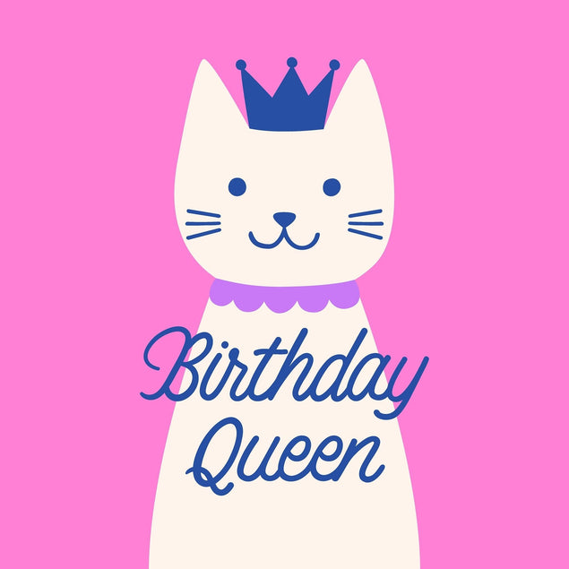 Birthday Queen Cat In A Crown Confetti-exploding Greetings Card