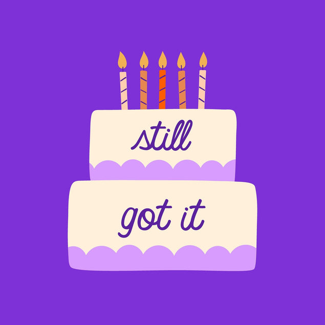 Still Got It Cake Birthday Purple Confetti-exploding Greetings Card