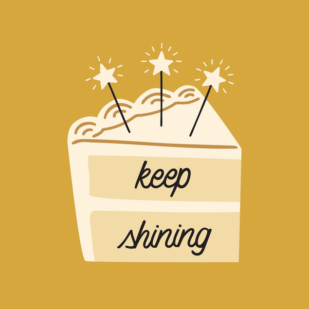 Keep Shining Birthday Cake Yellow Confetti-exploding Greetings Card