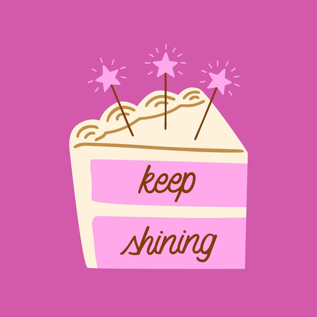 Keep Shining Birthday Cake Pink Confetti-exploding Greetings Card