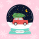 Christmas Tree On A Car Snow Globe Card