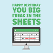 Funny and cheeky birthday card for the spreadsheet geek in your life. Confetti-exploding Greetings Card