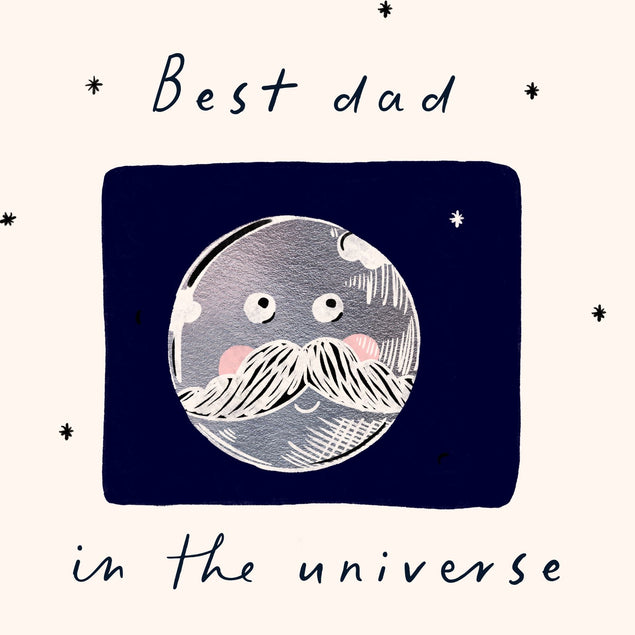 Best Dad In The Universe - Planet With A Moustache Card