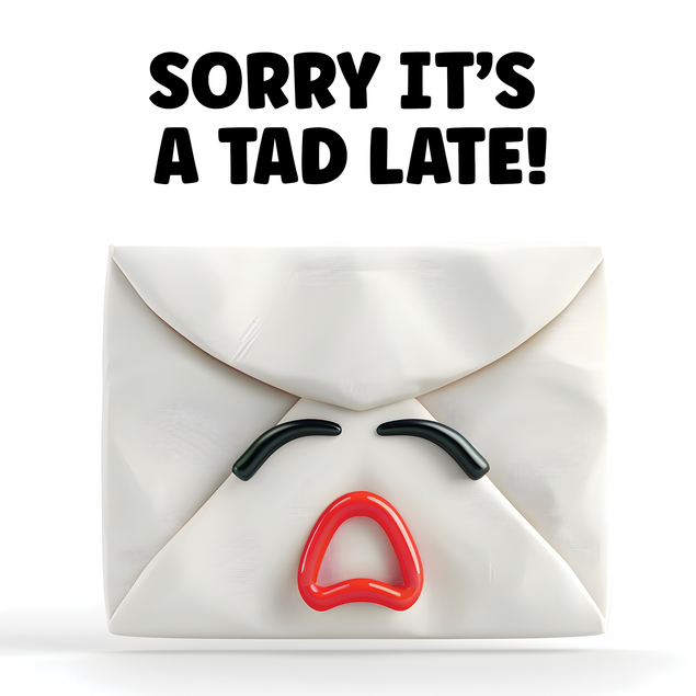 Funny sorry it's a tad late belated birthday card Confetti-exploding Greetings Card