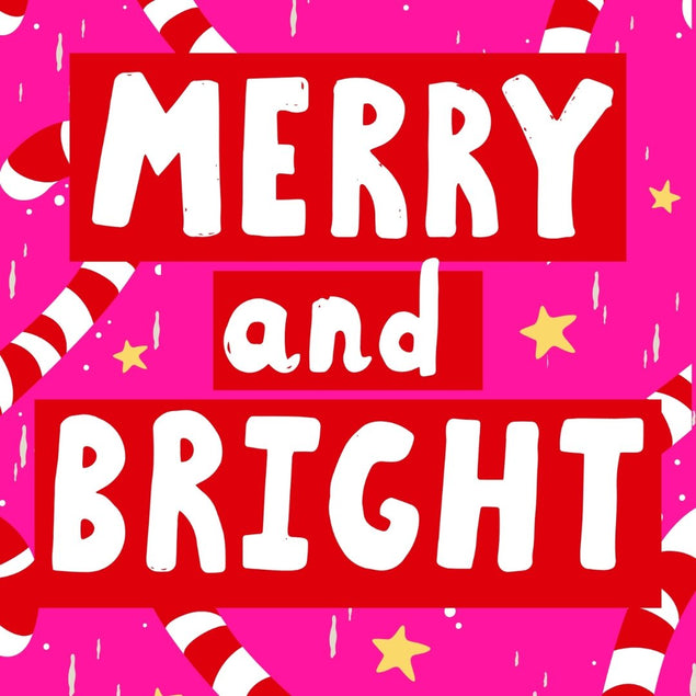 Merry and Bright - Candy Cane Design Christmas Card