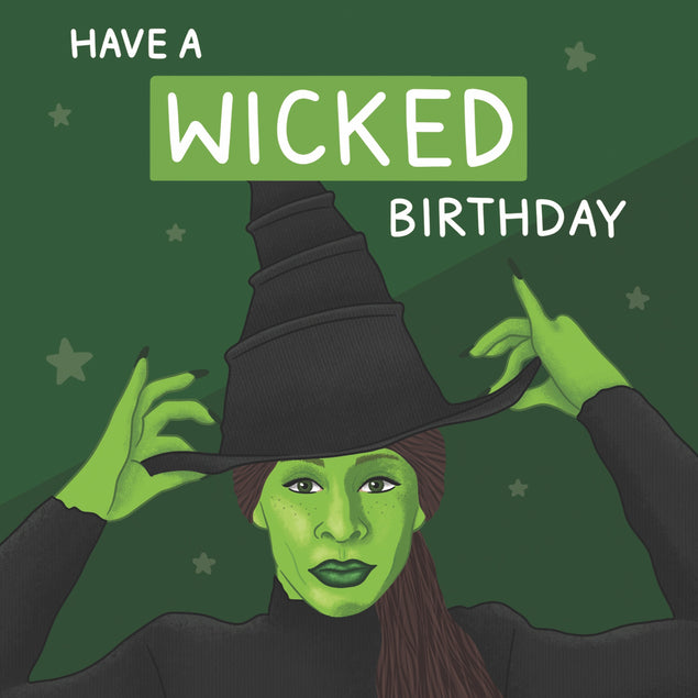 Have A Wicked Birthday Card For Him Or Her Gift For Friends, Colleagues, Classmates, Greenish With Fun Stickers
