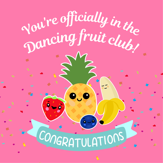 You're Officially in the Dancing Fruit Club New Mum Card