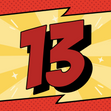 Age 13 Comic Book Number Birthday Confetti-exploding Greetings Card