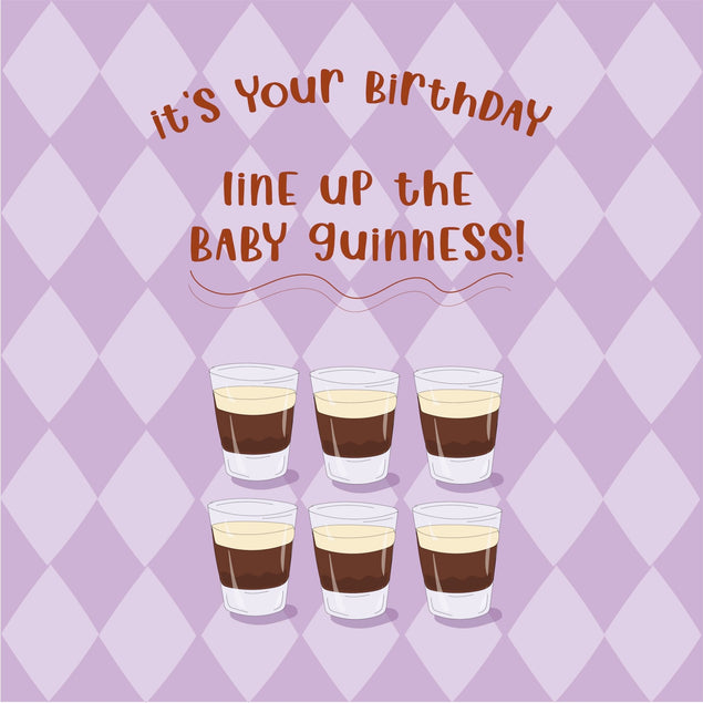 Line Up The Baby Guinness Birthday Confetti-exploding Greetings Card