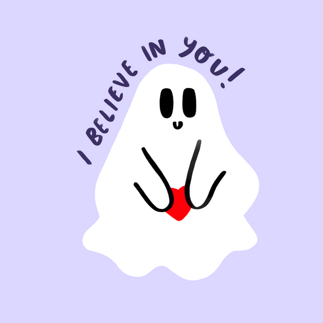 I Believe In You! Ghost Good Luck Confetti-exploding Greetings Card
