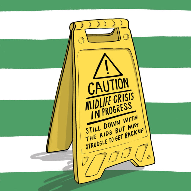 Funny Midlife Crisis Warning Sign Birthday Confetti-exploding Greetings Card