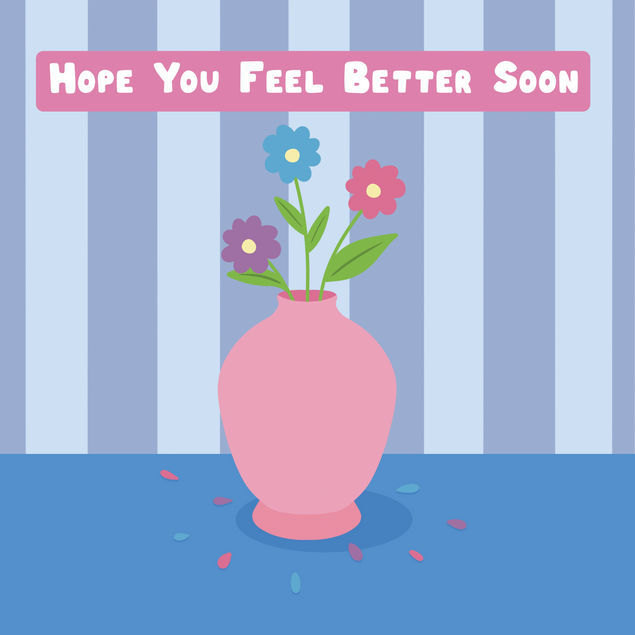 Hope You Feel Better Soon Flowers in A Vase Confetti-exploding Greetings Card