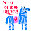 Full Of Love Funny Zebra Confetti-exploding Greetings Card