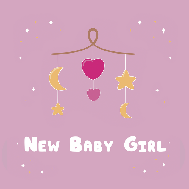 Cute Nursery Mobile New Baby Girl Confetti-exploding Greetings Card