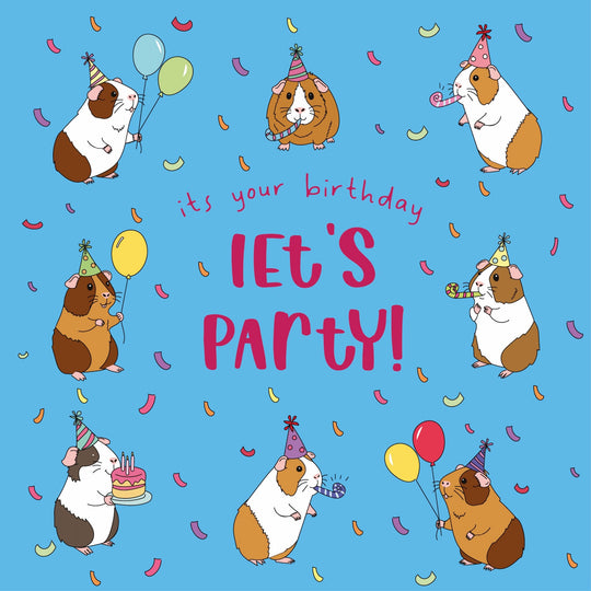 Piggy Party - Guinea Pig Birthday Card