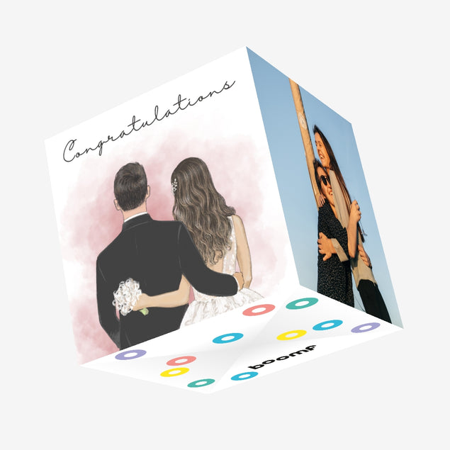 Congratulations Beautiful Illustration Wedding Confetti-exploding Greetings Card