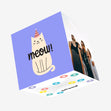 Meow Cat Birthday Blue Confetti-exploding Greetings Card