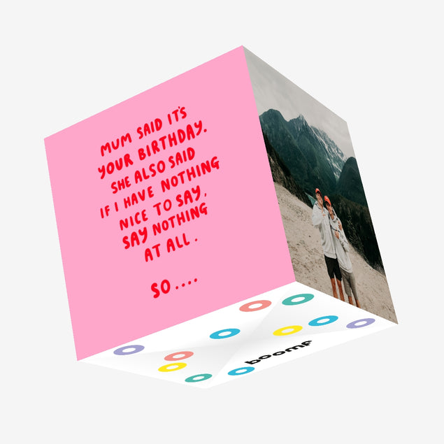 Nothing Nice To Say - Funny Rude Sibling Pink Birthday Confetti-exploding Greetings Card