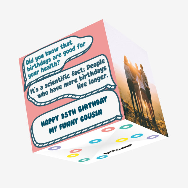 Funny Dialogues Happy 35th Birthday Cousin Confetti-exploding Greetings Card