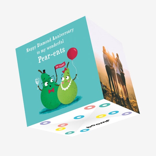 Pear-ents Funny Pears Diamond Anniversary Confetti-exploding Greetings Card