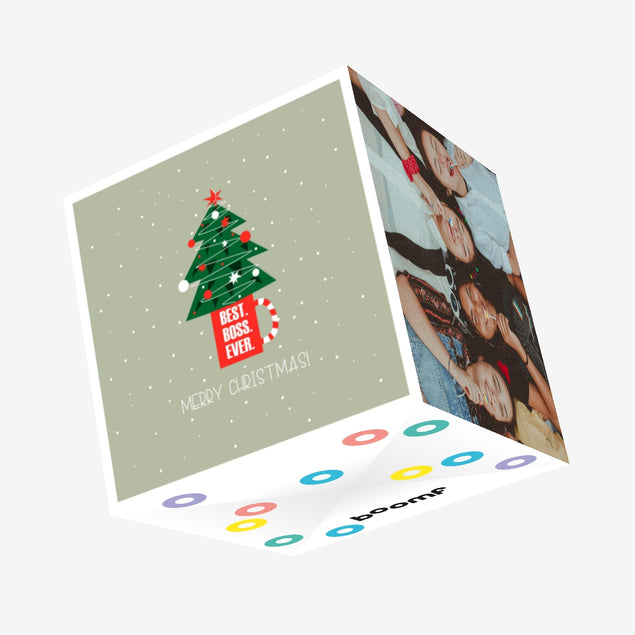 Merry Christmas Best Boss Ever Christmas Tree In A Cup Confetti-exploding Greetings Card