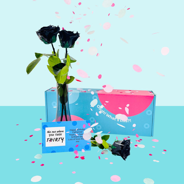 Confetti-Exploding Eternity Rose Box - Black