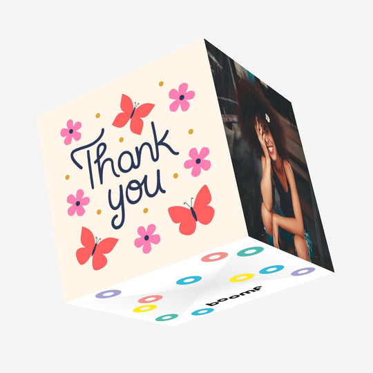 Thank You - Butterflies And Flowers Confetti-exploding Greetings Card