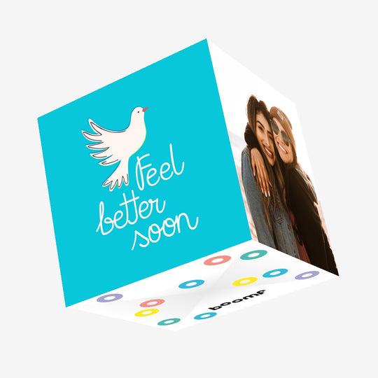 Feel Better Soon Bird Blue Confetti-exploding Greetings Card