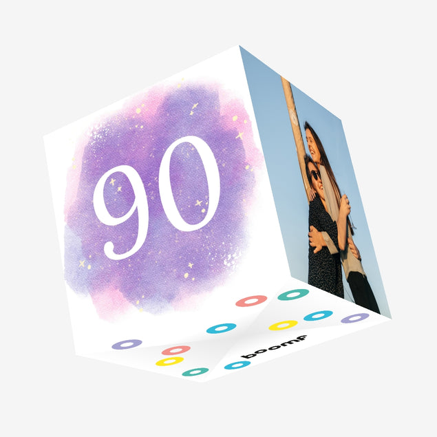 90th Birthday Purple Sky Confetti-exploding Greetings Card