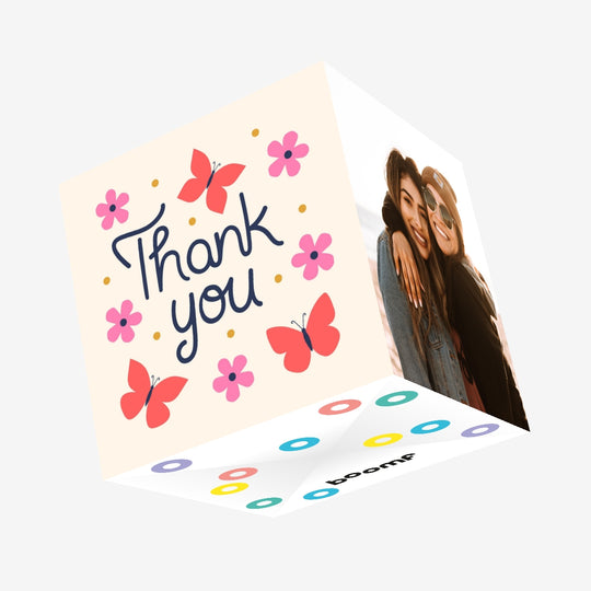 Thank You Butterfly Cream Confetti-exploding Greetings Card
