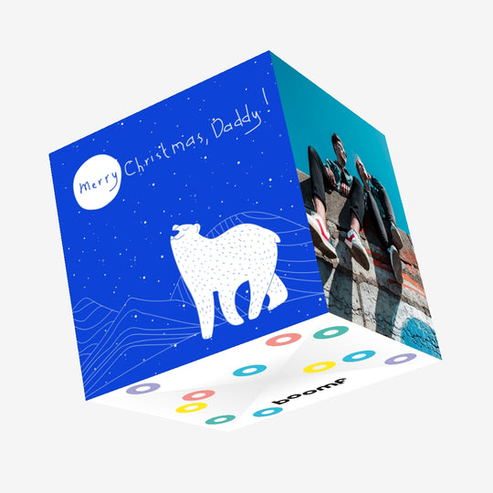 Merry Christmas Dad Smiling Polar Bear Confetti-exploding Greetings Card