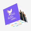 Feel Better Soon White Bird Purple Confetti-exploding Greetings Card