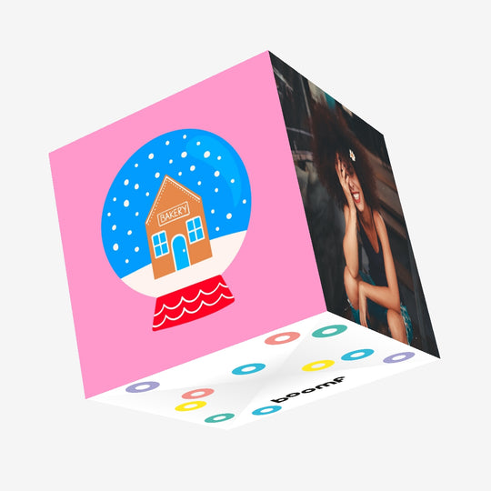 Snow Globe Bakery Pink Christmas Confetti-exploding Greetings Card