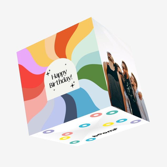 Rainbow Swirls Birthday Confetti-exploding Greetings Card