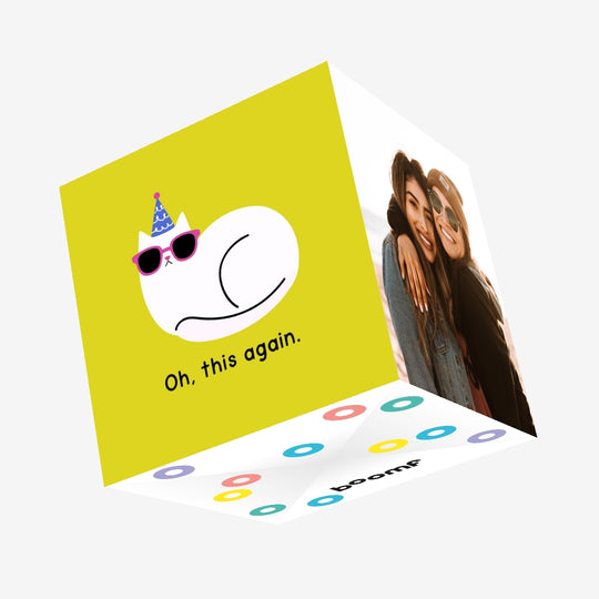 Oh This Again Cat Yellow Confetti-exploding Greetings Card