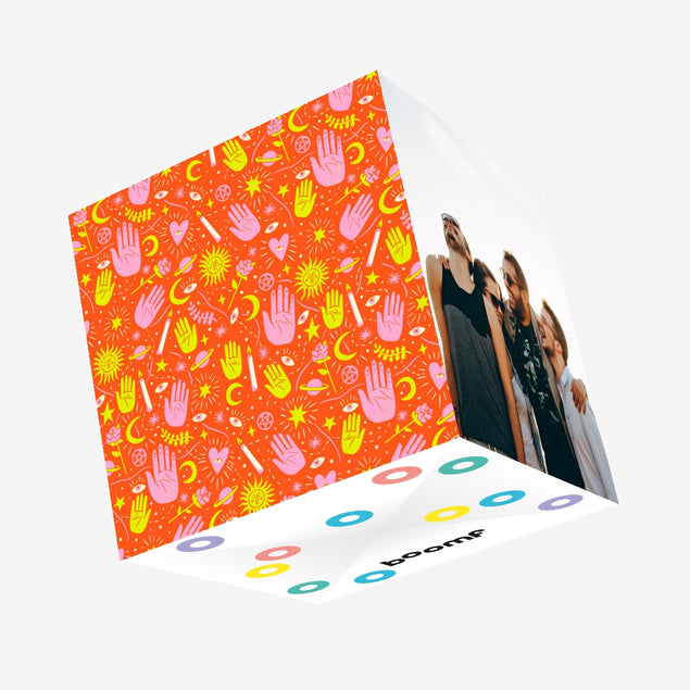 Orange Illustrated Magical Confetti-exploding Greetings Card