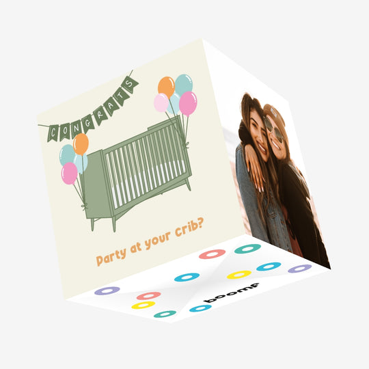 Party At Your Crib New Baby Confetti-exploding Greetings Card